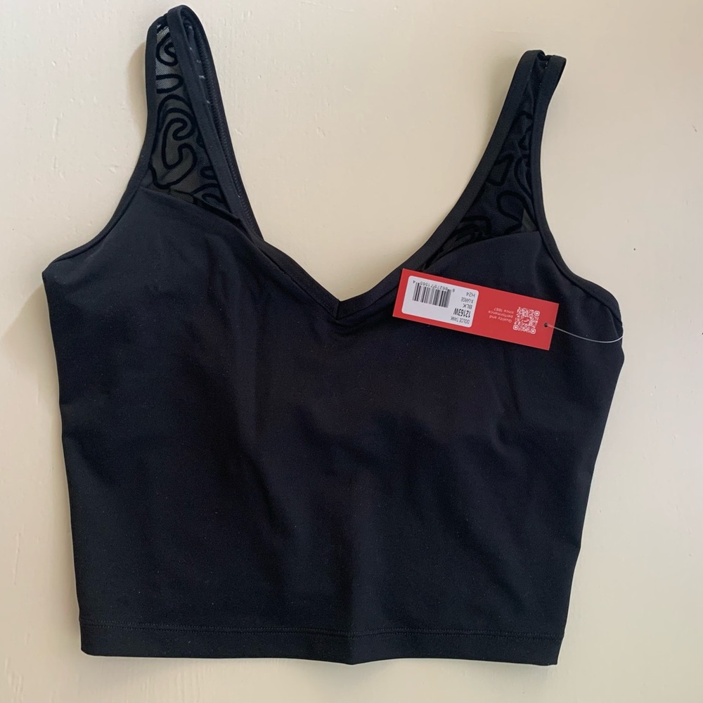 Capezio Elegant Black V-Neck Crop Top with lace motif back